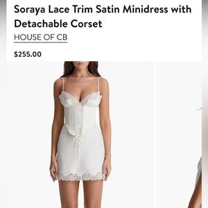 NWT House of CB Soraya Lace Trim Satin Minidress with Detachable Corset medium